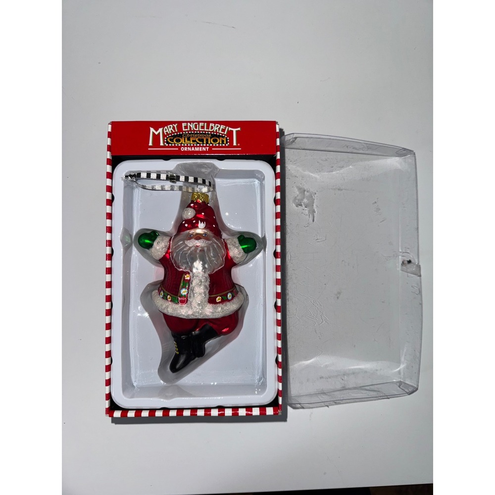 Mary Engelbreit Kurt Adler Glass Santa Ornament Christmas Collection Boxed